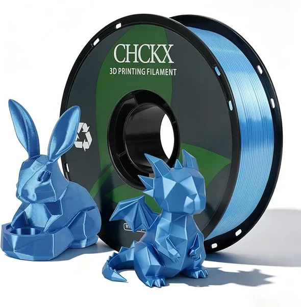 CHCKX CHCKX Silk Azure PLA 3D Printer Filament, 1KG Spool(2.2lbs), Dimensional Accuracy +/- ，Silk Azure