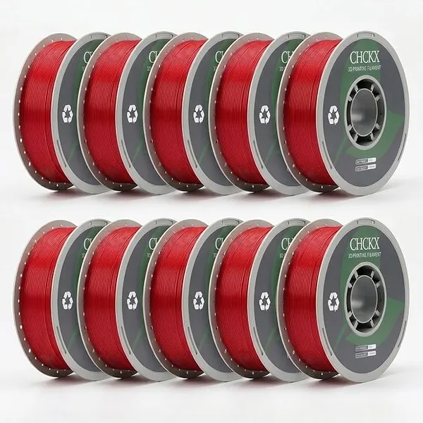 CHCKX CHCKX Matte Red PETG Filament 10kg Bundle, Dimensional Accuracy +/-, 1kg Spools (10 Rolls) for FDM 3D Printers
