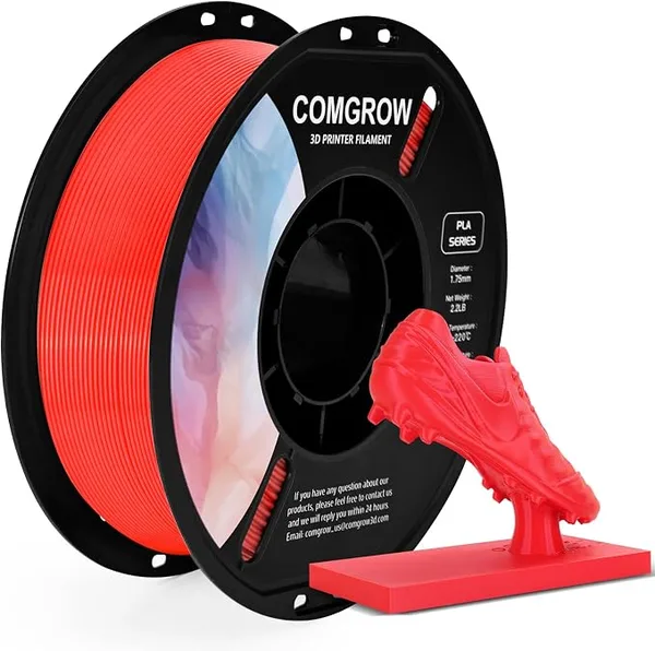 Comgrow Comgrow PLA 3D Printer Filament, 3D Printer PLA Filament, Dimensional Accuracy +/-, 1KG Spool PLA Red