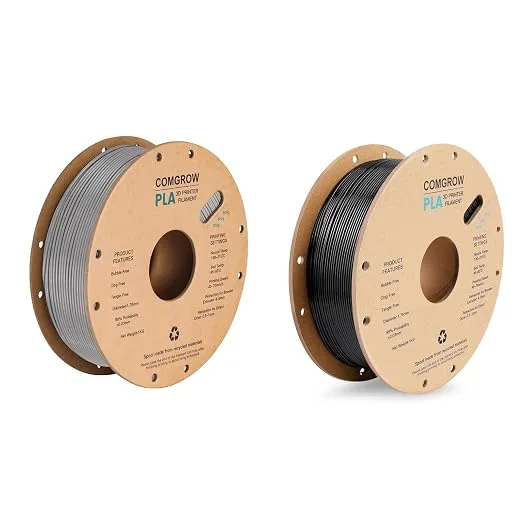 Comgrow Comgrow PLA 3D Printer Filament Grey and PLA 3D Printer Filament Black