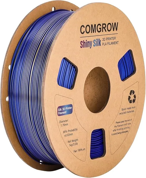 Comgrow Comgrow Silk PLA 3D Printer Filament, Dual Color 2 in 1 Golden and Blue, 3D Printing PLA Filament, Dimensional Accuracy +/-, 1KG Spool, Coextrusion Shiny Silk 3D Filament