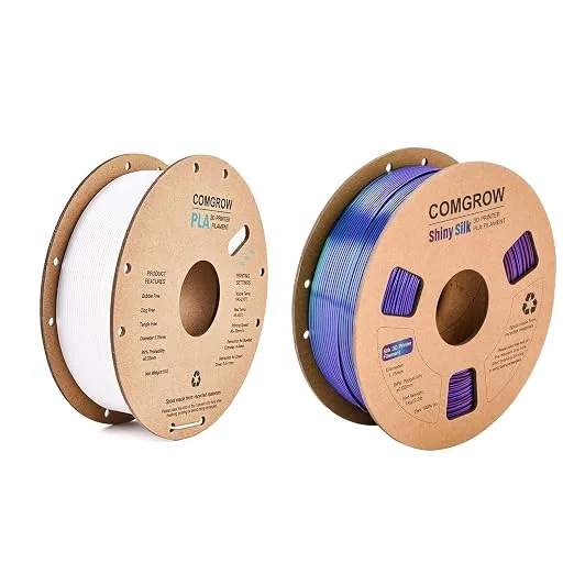 Comgrow Comgrow PLA 3D Printer Filament White and Silk PLA Filament Coextrusion 3D Filament with Shiny Silk Copper-Green-Purple