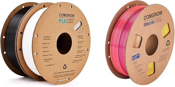 Comgrow Comgrow PLA 3D Printer Filament Black and White and Silk PLA Filament Coextrusion 3D Filament with Shiny Silk Red-Blue-Yellow