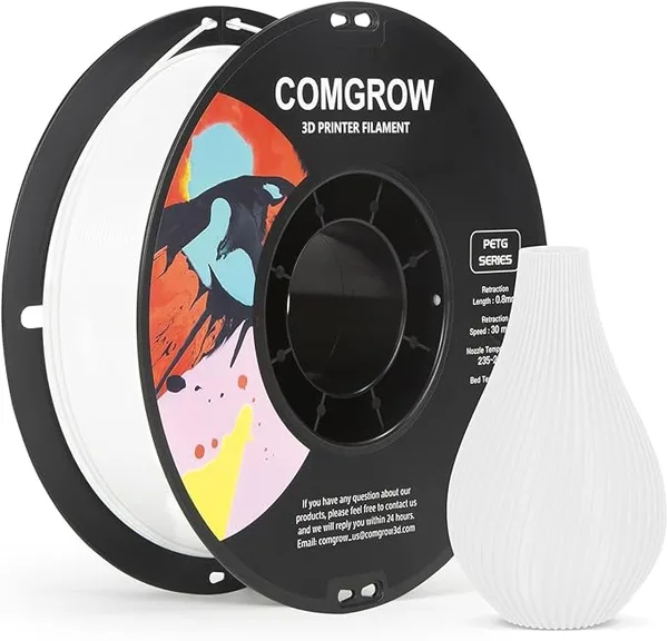Comgrow Comgrow PETG 3D Printer Filament, High Precision and Tough 3D Printer Filament (2LBS), Dimensional Accuracy +/-, Fit Most 3D Printers White