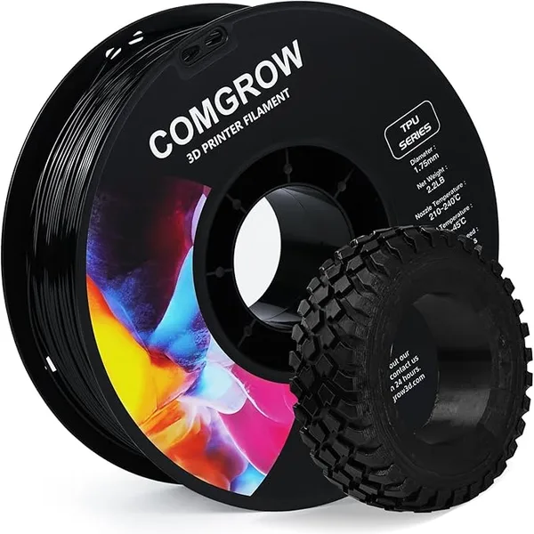 Comgrow Comgrow TPU Filament, 95A Soft TPU Flexible 3D Printer Filament Black 1kg (2.2lbs), Dimensional Accuracy +/-, Fit Most FDM Printer
