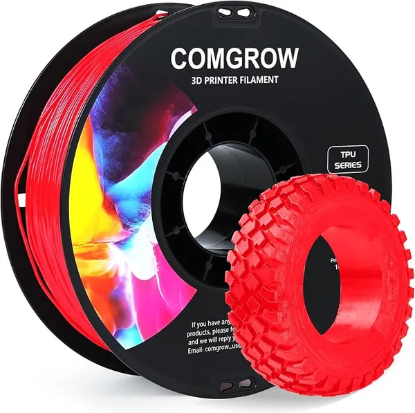 Comgrow Comgrow TPU Filament 1.75, 3D Printing Filament, Flexible 3D Printer Filament, 95A Soft 3D Printing Filament fit Most 3D Printers Dimensional Accuracy +/- Filament TPU Red 1kg (2.2lbs)