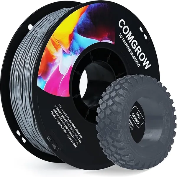 Comgrow Comgrow TPU Filament 1.75, 3D Printing Filament, Flexible 3D Printer Filament, 95A Soft 3D Printing Filament fit Most 3D Printers Dimensional Accuracy +/- Filament TPU Grey 1kg (2.2lbs)