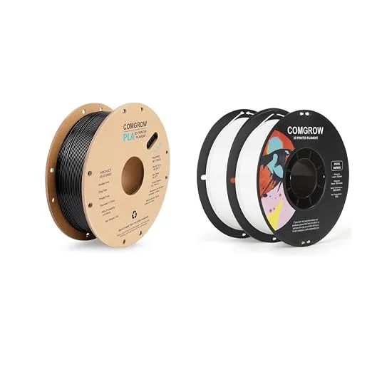 Comgrow Comgrow PLA 3D Printer Filament, 3D Printer PLA Filament 1.75mm1KG Spool PLA Black and PETG 3D Printer Filament, 3D Printer Filament 2kg (4.4LBS) Fit Most FDM 3D Printers White+ White