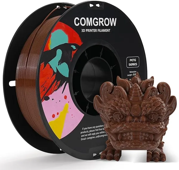 Comgrow Comgrow PETG 3D Printer Filament, High Precision and Tough 3D Printer Filament 1kg (2.2LBS), Dimensional Accuracy +/-, Fit Most 3D Printers Coffee