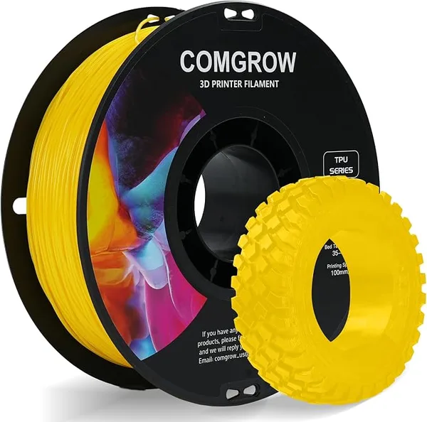Comgrow Comgrow TPU Filament 1.75, Flexible 3D Printer Filament, 95A Soft fit Most 3D Printers Dimensional Accuracy +/- TPU Yellow 1kg (2.2lbs)
