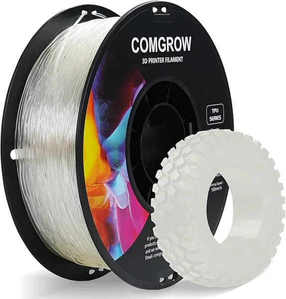 Comgrow Comgrow TPU Filament 1.75, Flexible 95A Soft 3D Printing Filament fit Most 3D Printers Dimensional Accuracy +/- TPU Transparent1kg (2.2lbs)