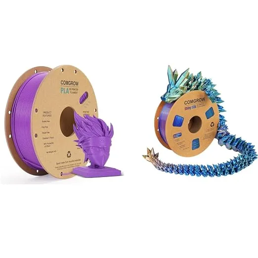 Comgrow Comgrow PLA 3D Printer Filament, 3D Printer PLA Filament 1KG Spool PLA Lavender Purple and Silk Shiny Blue Purple and Yellow 3D Printer Filament