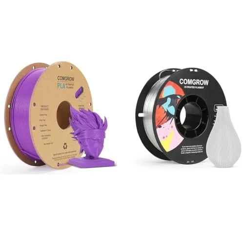 Comgrow Comgrow PLA 3D Printer Filament, 3D Printer PLA Filament 1KG Spool PLA Lavender Purple and PETG 3D Printer Filament Transparent 1KG