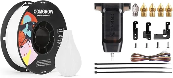 Comgrow Comgrow PETG 3D Printer Filament, High Precision and Tough 3D Printer Filament (2LBS) Fit Most 3D Printers White and CR Touch Auto Bed Leveling Sensor Kit for 3D Printer with Metal Push Pin