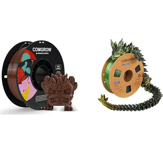 Comgrow Comgrow PETG 3D Printer Filament, High Precision and Tough 3D Printer Filament 1kg (2.2LBS) Fit Most 3D Printers Coffee and Tri-Colors Silk PLA 3D Printer Filament