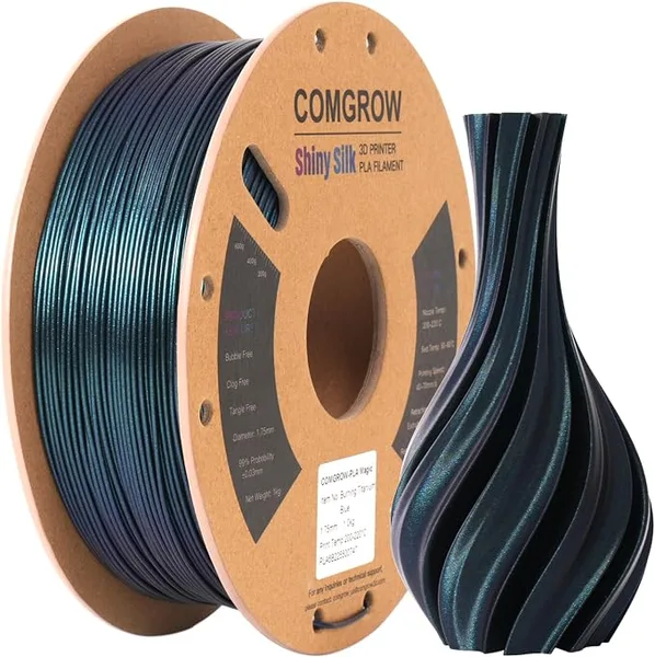 Comgrow Comgrow 3D Printer Filament, Silk PLA Filament Burnt Titanium 1KG (2.2LBS), Dimensional Accuracy +/-, Color Changeable 3D Printing Filament Changing Colors with Light