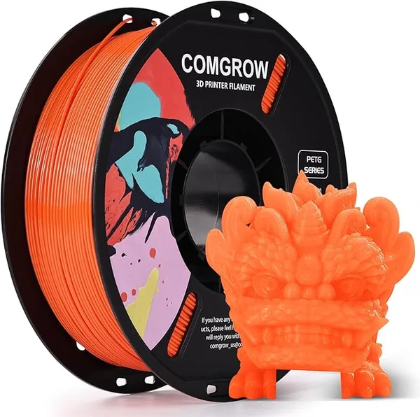 Comgrow Comgrow PETG 3D Printer Filament, High Precision and Tough 3D Printer Filament 1kg (2.2LBS), Dimensional Accuracy +/-, Fit Most 3D Printers Orange
