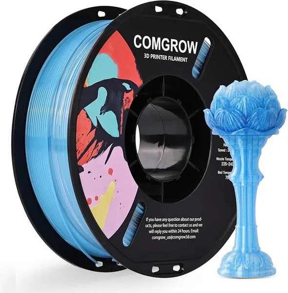 Comgrow Comgrow PETG 3D Printer Filament, High Precision and Tough 3D Printer Filament 1kg (2.2LBS), Dimensional Accuracy +/-, Fit Most 3D Printers Gradient Light Blue White