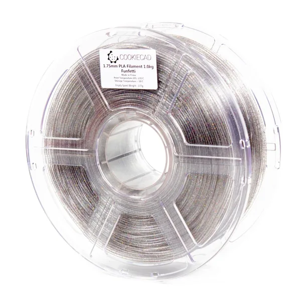 Cookiecad Funfetti Clear with Rainbow Glitter PLA Filament, 12 x 1kg