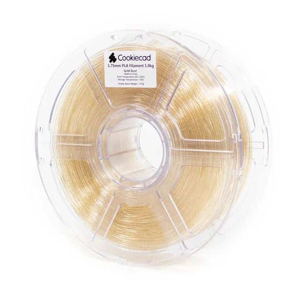 Cookiecad Gold Dust Clear with Gold Glitter PLA Filament, 12 x 1kg
