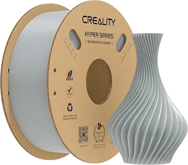 Creality Creality Hyper PLA Filament, High-Speed Printing 30–/s, Smooth Extrusion and Stable Printing, Low Stringing, Consistent Performance 3D Printer Filament,+/- Accuracy(Grey)