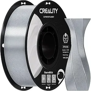 Creality Creality Silk PLA 3D Printer Filament, Metallic Silver PLA Filament, High Glossy and Smooth Silk Texture, Metal Filament +/- Precision, 3D Printing Filament 1KG/2.2lb, (Silver)