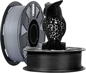 Creality Creality PLA Filament 3D Printer Filament Ender PLA No-Tangling Smooth Printing Accuracy +/- Fit Most FDM 3D Printers (Black & Gray 2-Pack), 2.2lbs/Spool*2
