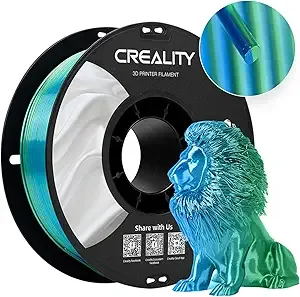 Creality Creality Multi Color Silk PLA Filament, 3D Printer Filament, High Glossy and Smooth Silk Texture, Silk Shiny +/-, 3D Printing Filament 1KG/2.2lb (Blue-Green)