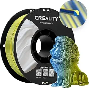 Creality Creality Silk PLA Filament Multicolor, Smooth, Silky 3D Printer Filament, +/-, Enhanced Printability, 3D Printing Filament 1KG/2.2lb (Yellow-Blue)