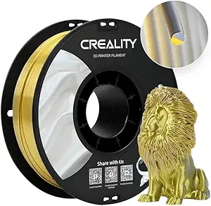 Creality Creality Silk PLA Multicolor Filament, 3D Printer Filament, Glossy & Smooth Silk Texture, Silk Shiny PLA Filament +/-, 3D Printing Filament 1KG/2.2lb (Golden-Silver)
