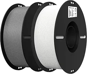 Creality Creality 3D Printer Filament, PLA Filament Bundle for 3D Printing, Ender PLA Filament 3D Printers, No-Tangling, Strong Bonding & Overhang Performance, Accuracy +/- (White & Grey 2-Pack)