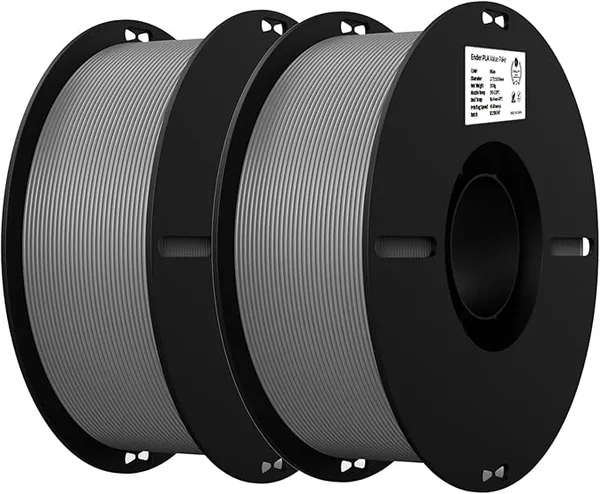 Creality Creality 3D Printer Filament, PLA Filament Bundle for 3D Printing, Ender PLA Filament 3D Printers, No-Tangling, Strong Bonding & Overhang Performance, Accuracy +/- (Grey & Grey 2-Pack)