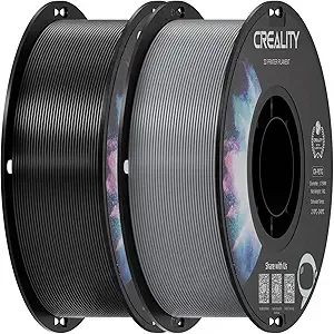 Creality Creality PETG Filament, 3D Printer Filament, Excellent Toughness High Precision, Odorless Non-Toxic Moistureproof, Accuracy +/-, 2 Pack-1kg (Black & Grey)