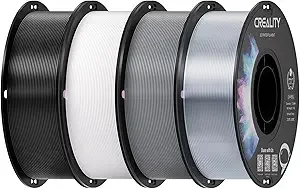 Creality Creality 3D Printer Filament Bundle, PETG Filament Multicolor, Excellent Toughness High Precision, Odorless Non-Toxic Moistureproof, 1 kg X 4 Spools (Black, White, Gray, Transparent)