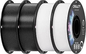 Creality Creality 4 kg Black & White PETG Filament, 3D Printer Filament Bundle, Excellent Toughness High Precision, Odorless Non-Toxic Moistureproof, 4 Pack-1 kg (Black, Black, White, White)