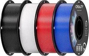 Creality Creality PETG Filament, 3D Printer Filament, Excellent Toughness High Precision, Odorless Non-Toxic Moistureproof, Accuracy +/-, 4 Pack-1kg (Black, White, Blue, Red)