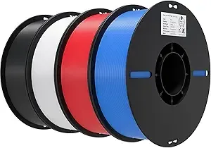 Creality Creality 3D Printer Filament 4KG, PLA Filament Bulk +/-, 4 Pack 1kg Spool(2.2lbs) 3D Printing Filament Fits for Most FDM 3D Printers, Black White Blue Red
