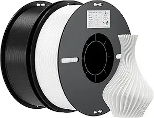 Creality Creality PLA Filament Bundle 2KG, High Precision +/- 3D Printer Filament, Consistent Extrusion, Smooth Printing, 2 Pack 1KG Spool,Fits for Most FDM 3D Printers(White, Black)
