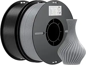 Creality Creality PLA Filament Bundle 2KG, High Precision +/- 3D Printer Filament, Consistent Extrusion, Smooth Printing, 2 Pack 1KG Spool,Fits for Most FDM 3D Printers(Grey, Black)