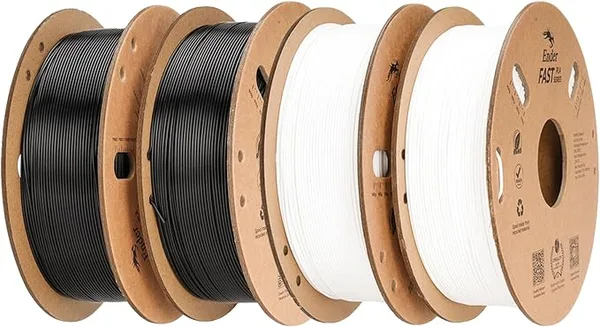 Creality Creality Rapid PLA Filament Bundle 4KG, High Speed Printing 3D Printer Filament, No-Tangling, 4Pack Black & White