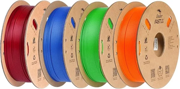 Creality Creality Rapid PLA Filament Bundle 4Kg, Ender Fast PLA Filament Dimensional Accuracy +/-,4 Pack(Orange, Green, Red, Blue