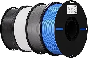 Creality Creality 4 Pack PLA Filament Bundle for 3D Printing with No-Tangling Strong Bonding and Overhang Performance, Accuracy +/- (Black,White,Grey,Blue)