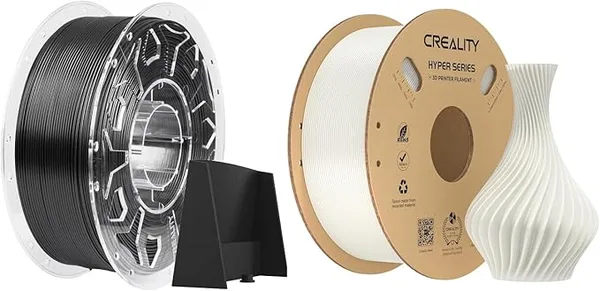 Creality Creality PLA & ASA Filament Bundle 3D Printer Filament Set, 2 Spools (2kg/4.4lbs) – Hyper PLA for High-Speed Printing 30-/s (White) + ASA Dimensional Accuracy ± (Black)