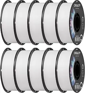 Creality Creality PETG 3D Printer Filament White 10 kg, Excellent Toughness High Precision, Glossy PETG Filament for 3D Printer (Case of 1, Total 10 Packs in a Carton)