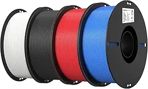Creality Creality PLA Filament Bundle 4KG, High Precision +/- 3D Printer Filament, Consistent Extrusion, Smooth Printing, 4 Pack 1KG Spool,Fits for Most FDM 3D Printers(Black,White,Red,Blue)
