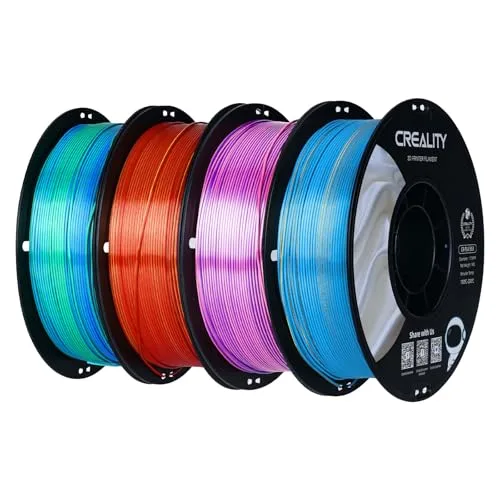 Creality Creality Silk PLA Filament Multicolor 4 Kg, Smooth, Silky 3D Printer Filament, +/-, Enhanced Printability, 3D Printing Filament, 4 Spools 1Kg
