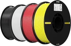 Creality Creality 3D Printer Filament 4KG, PLA Filament Bulk +/-, 4 Pack 1kg Spool(2.2lbs) 3D Printing Filament Fits for Most FDM 3D Printers, Black White Red Yellow