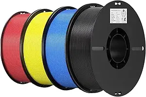 Creality Creality 3D Printer Filament 4KG, PLA Filament Bulk +/-, 4 Pack 1kg Spool(2.2lbs) 3D Printing Filament Fits for Most FDM 3D Printers, Red Yellow Blue Black