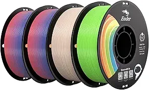 Creality Creality PLA+ Filament 4KG, 3D Printer Filament 4 Pack 1kg Cardboard Spool, Strong Toughness, Multi-Color 3D Printing Filament for Most FDM Printers(2 Rainbow Beige& Apple Green)