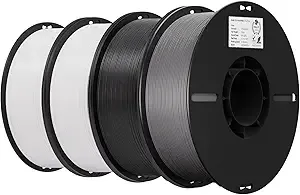 Creality Creality 3D Printer Filament 4KG, PLA Filament Bulk +/-, 4 Pack 1kg Spool(2.2lbs) 3D Printing Filament Fits for Most FDM 3D Printers, White White Black Grey